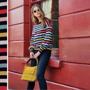 Boden Women’s Muriel Striped Sweater Navy, Pink, Grey, Yellow, Red Size Small